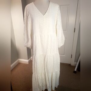 Elegant White Eyelet Dress